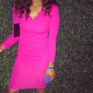 Boohoo scallop midi dress